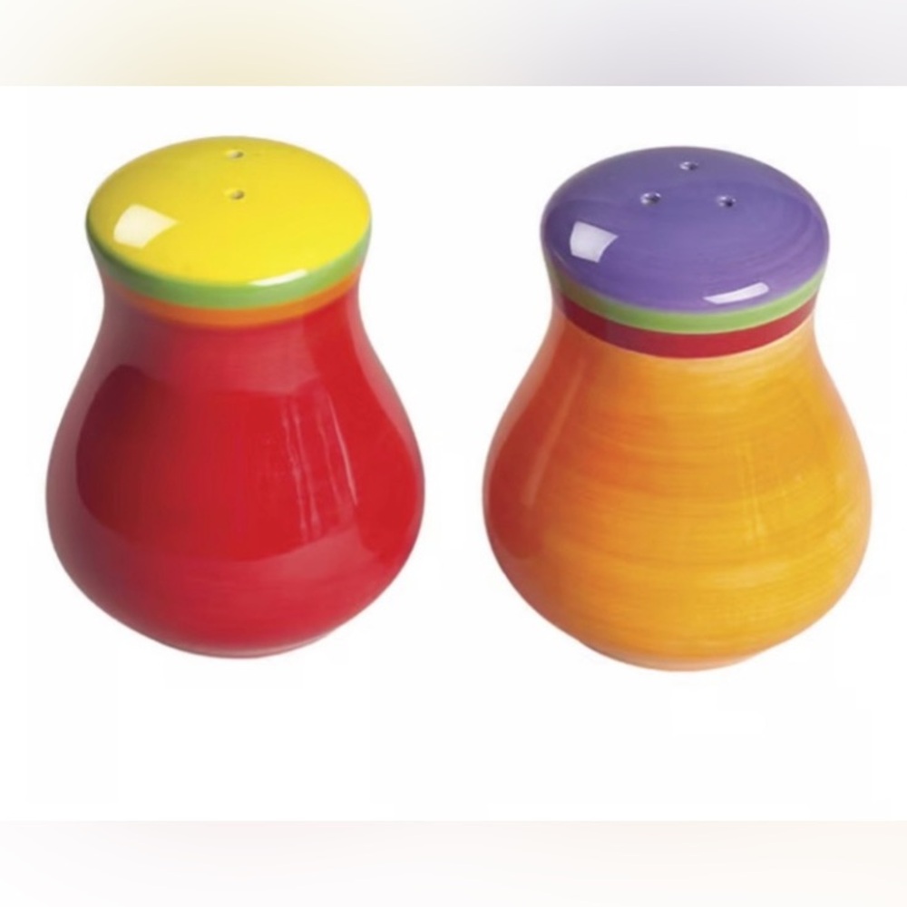 Dansk Ceramic Salt & Pepper Shaker Set Caribe Vintage Hand-painted 3 1/8”